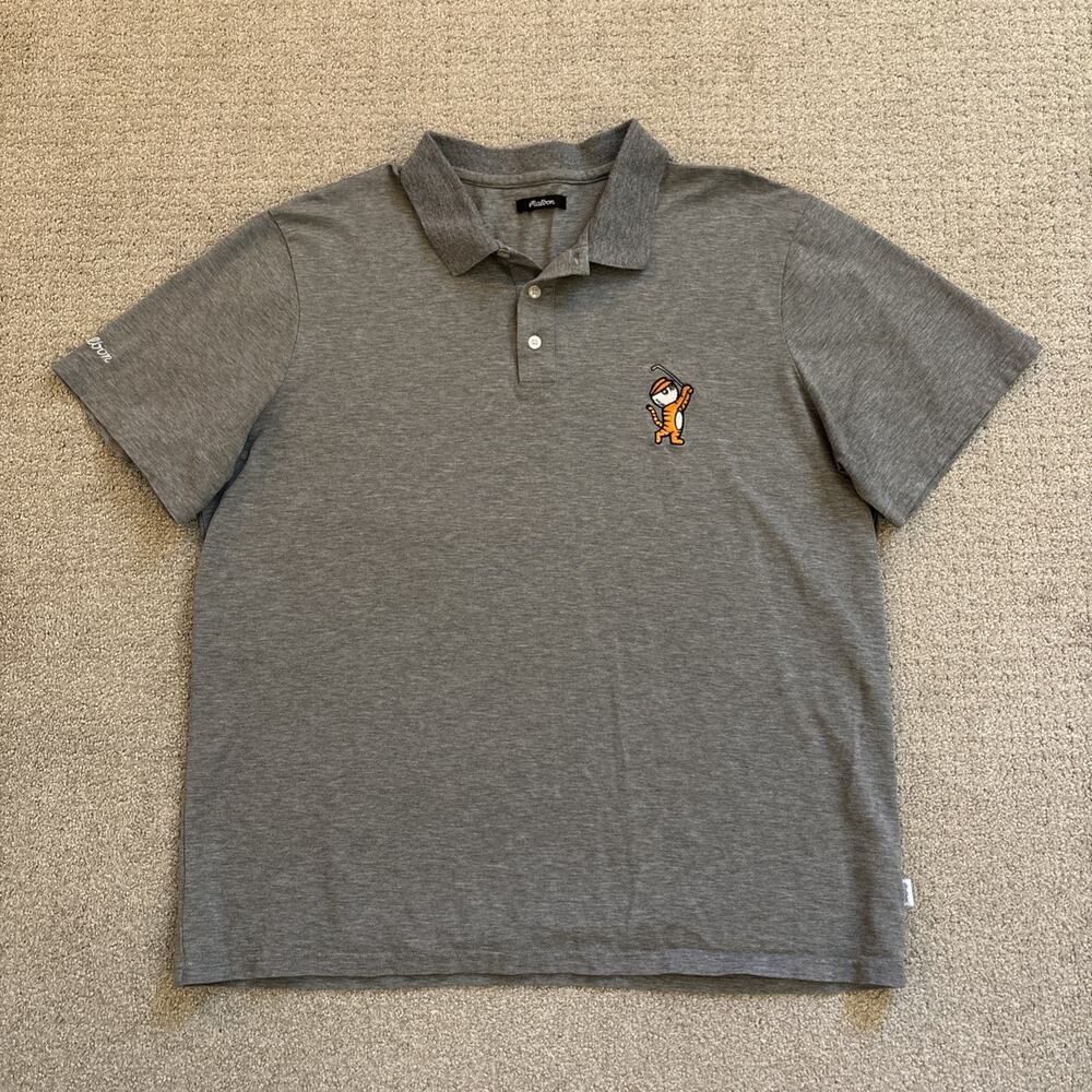 Malbon Golf Tiger Buckets Polo Shirt Mens Sz XL Gray Pique Short Sleeve Casual
